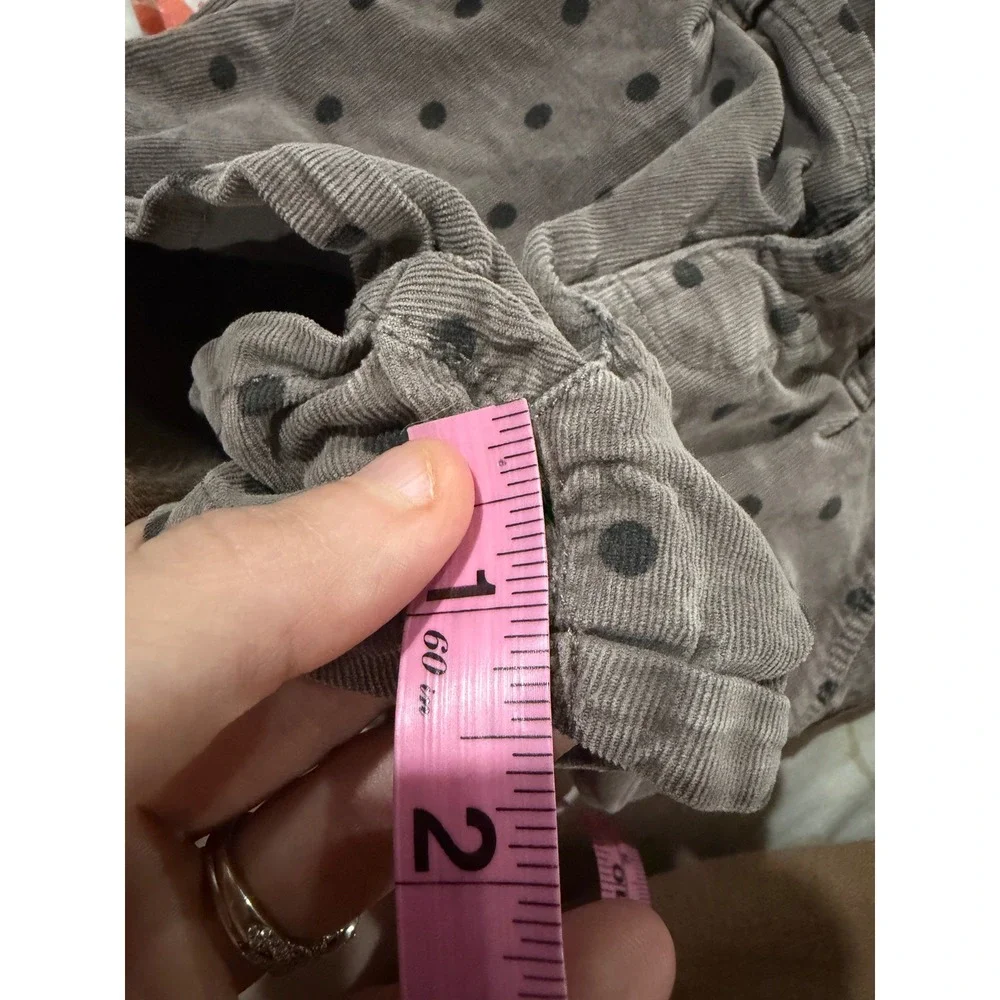 Zara BabyGirl Corduroy Polka Dot Shorts Girls Size 2/3 Gray Black Cuffed Pockets